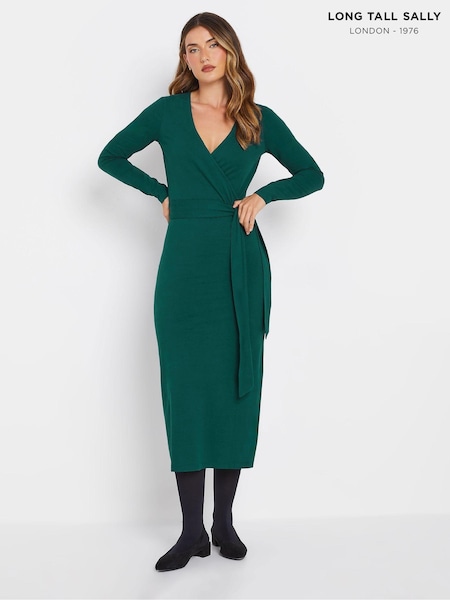 Long Tall Sally Green Wrap Midi Dress (AL4066) | €44