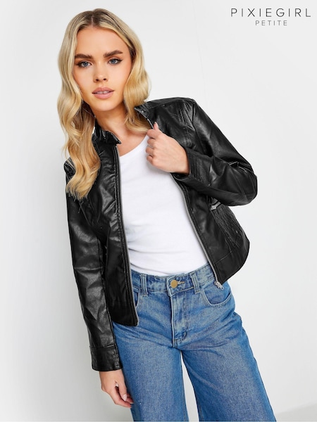 Pixiegirl Petite Pu Funnel Jacket (AL4088) | ‏226‏₪