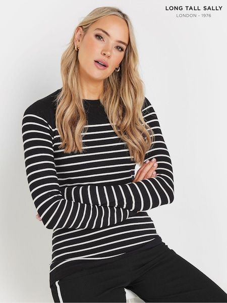 Long Tall Sally Black Stripe Fine Gauge Jumper (AL4107) | AED175