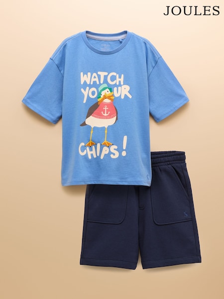 Joules Ben Blue T-Shirt and Short Set (AL4132) | R$ 195 - R$ 225