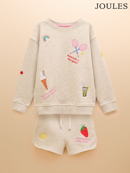 Joules Summerdays Natural Embroidered Jersey Co-ord (AL4183) | R$ 335 - R$ 365