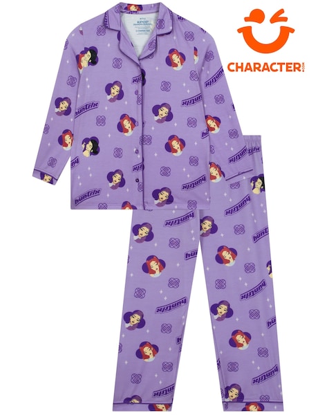 Μωβ - Character K Pop Demon Hutrix Button Up Pyjamas Set