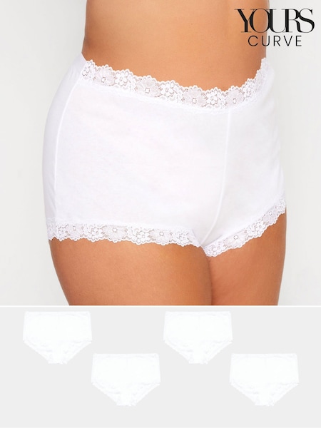 Yours Curve Lace Trim 100% Cotton Shorts 4 Pack (AL4424) | €25