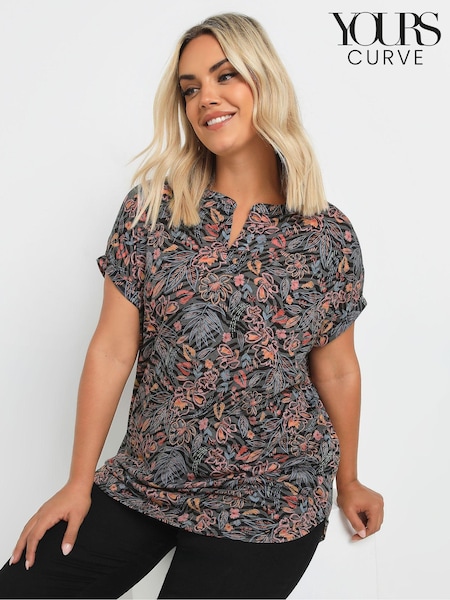 Yours Curve Grey Notch Neck Top (AL4453) | €31