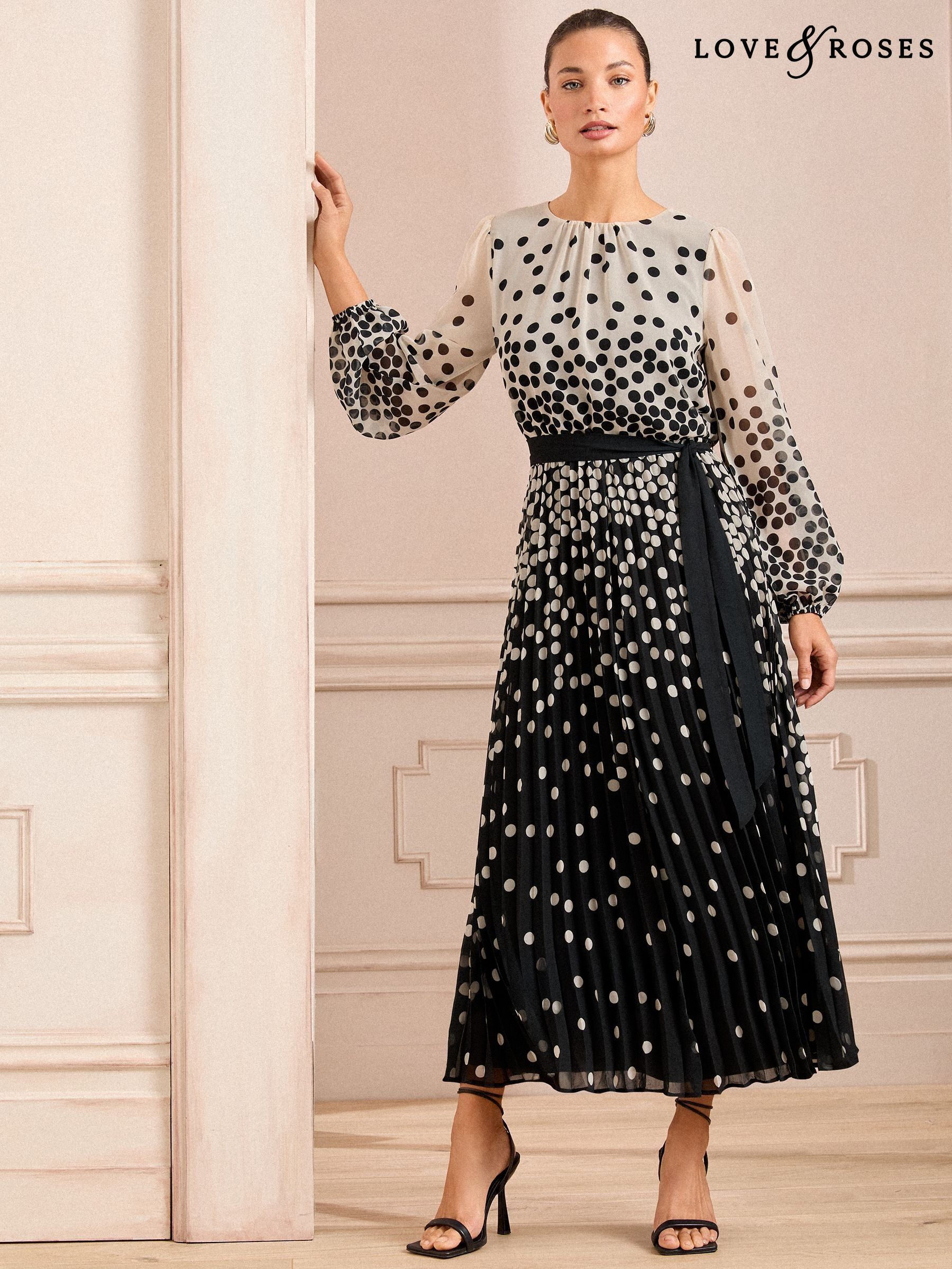 White Pleated Wedding Guest Long Sleeve Midi Dresses | Next Oman