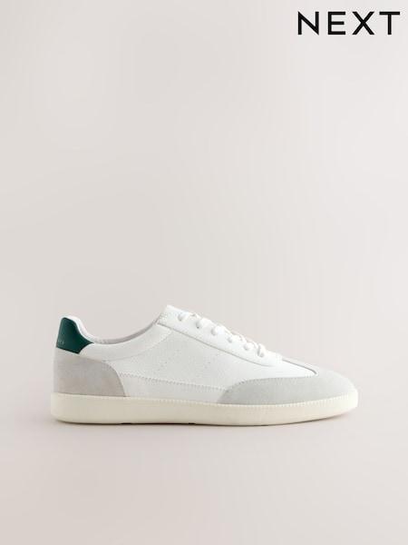 White Smart Casual Lace-Up Trainers with Suede Trim (AL4564) | €51