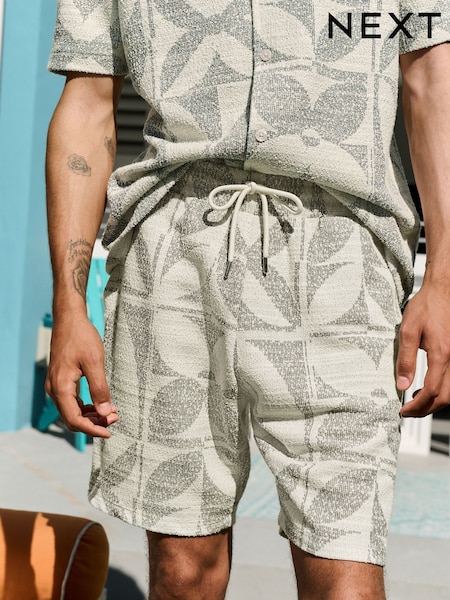 Grey Textured Print Jersey Shorts (AL4594) | €35