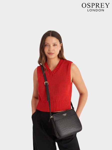 Osprey London The Kellie Leather Crossbody Black Bag (AL4661) | kr3 050