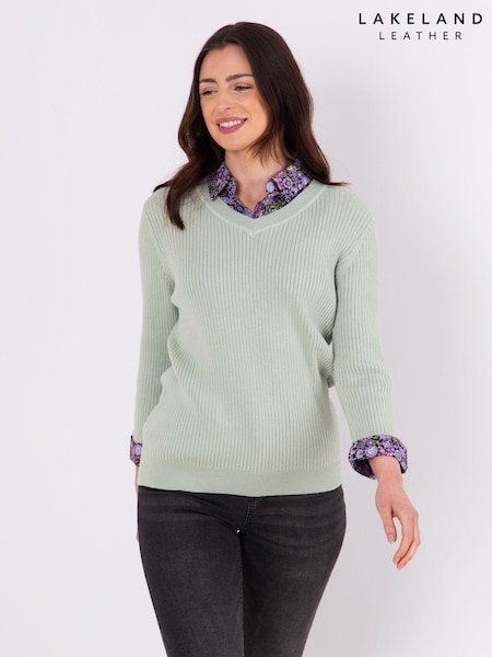 Lakeland Clothing Green Thea 2 in 1 Shirt 100% Cotton Jumper (AL4674) | €37