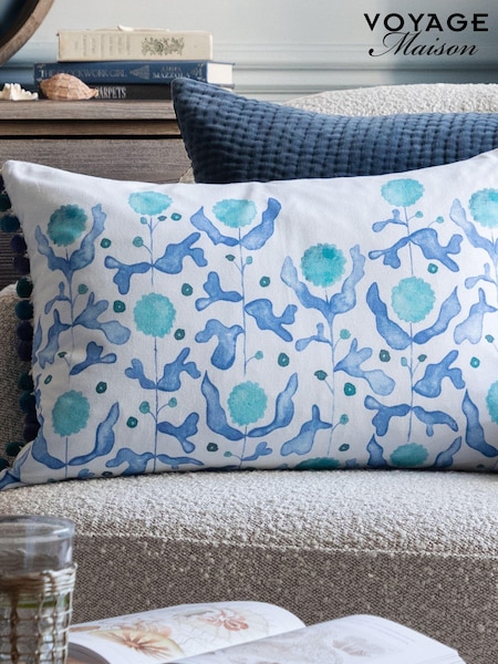 Voyage Maison Cobalt Mariani Printed Piped 100% Cotton Cushion (AL4806) | R$ 475