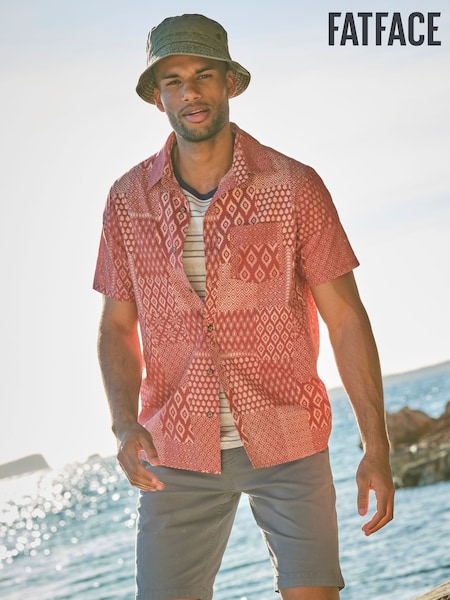 FatFace Terracotta Short Sleeve Patch Print 100% Cotton Shirt (AL4842) | €63