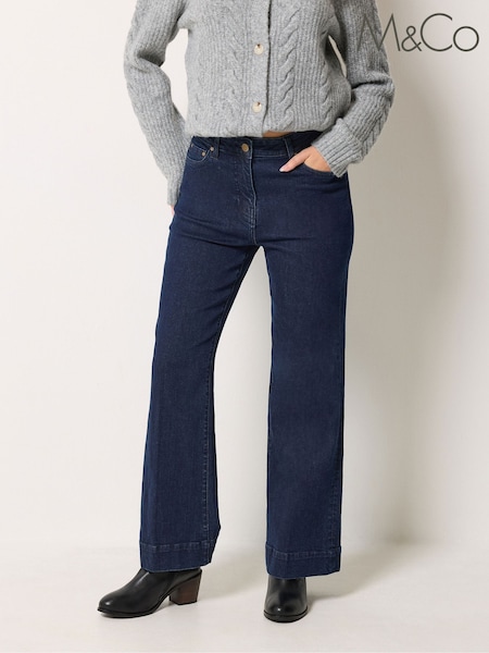 Blue - M&co Petite Flare Jeans