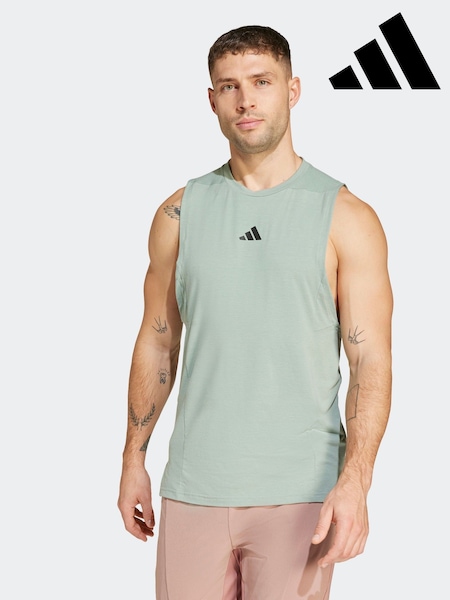 adidas Sage Green Designed For Training Workout Tank Top (AL4877) | R$ 275