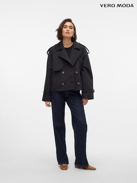 VERO MODA Black Short Trench Coat (AL4960) | AED131