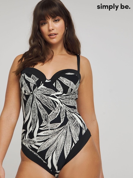 Simply Be Black Magisculpt Flatter Me Underwired Bandeau Swimsuit (AL4996) | €53