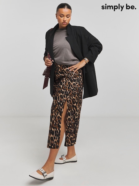 Simply Be Animal Side Split Midi Skirt (AL4997) | ₪141