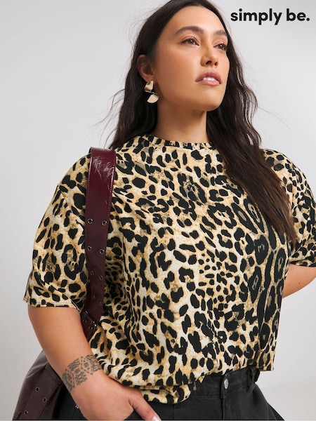 Simply Be Leopard Print Crew Neck T-Shirt (AL5005) | €14.50