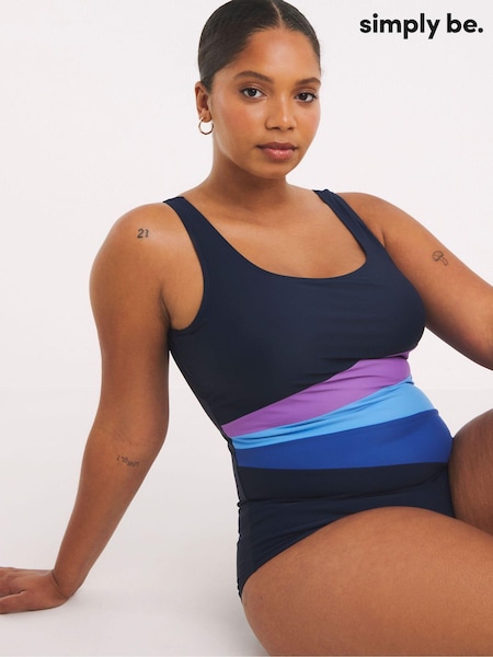 Simply Be Sports Piping Swimsuit (AL5012) | ‏156‏₪