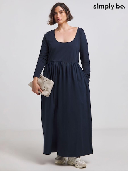 Simply Be Blue Jersey Poplin Mix Dance 100% Cotton Dress (AL5019) | AED122