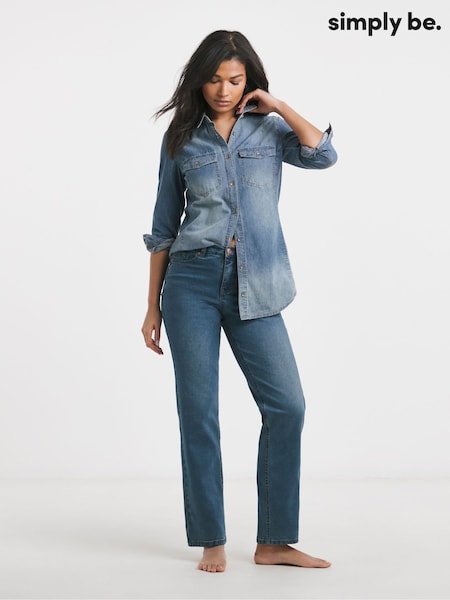 Albastru Western - Blugi drepți Simply Be 24/7 (AL5023) | 209 LEI