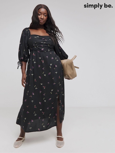 Simply Be Black Soft Volume Midi Dress (AL5026) | €21.50