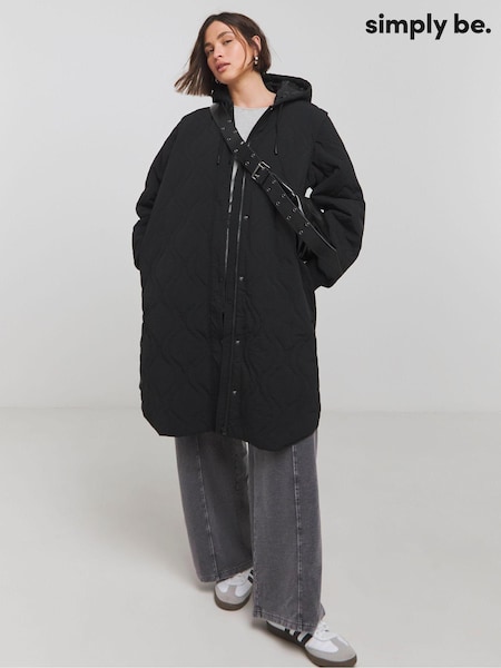 Simply Be Black Double Onion Quilt Jacket (AL5028) | ₪327