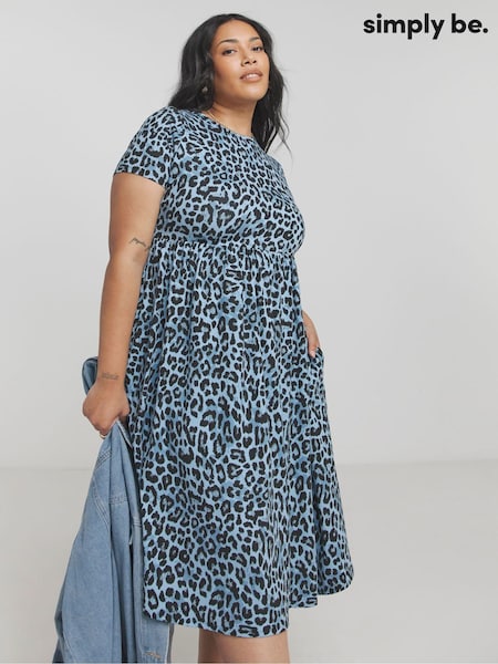 Simply Be Blue Animal Print Supersoft Pocket Midi Dress (AL5033) | €36