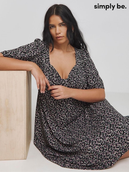Simply Be Black Supersoft Skater Dress (AL5049) | €42
