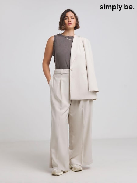 Simply Be Natural Deep Pleated Wide Leg Trousers (AL5053) | €25