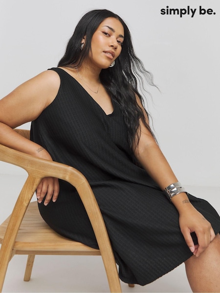 Simply Be Black Textured Jersey Tie Back Dress (AL5067) | €42