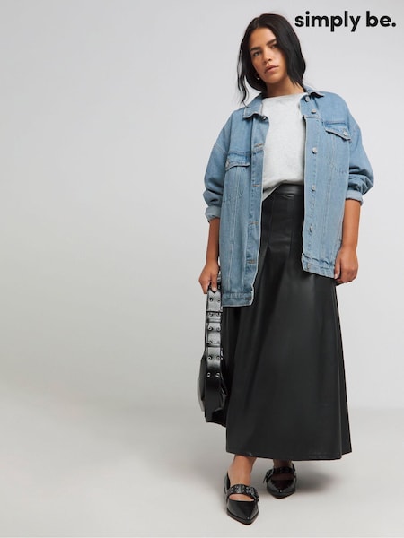 Simply Be PU Pleated Midaxi Skirt (AL5068) | ‏241‏₪