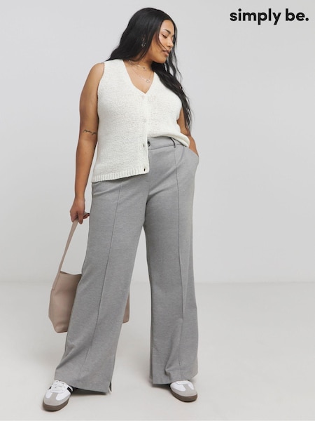 Simply Be Grey Jersey Tailored Wide Leg Trousers (AL5074) | €21
