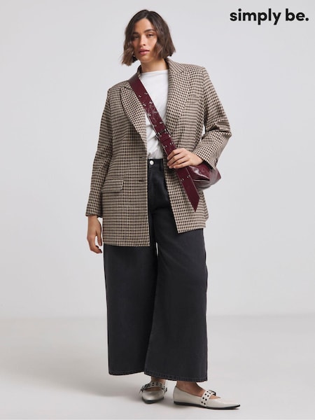 Simply Be Brown Houndstooth Single Breasted Blazer (AL5104) | €36