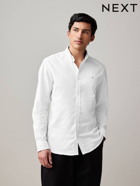 White Stretch Oxford Long Sleeve Shirt (AL5135) | R$ 285