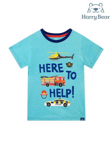 Harry Bear Blue Here To Help Rescue Cars T-Shirt (AL5156) | AED35