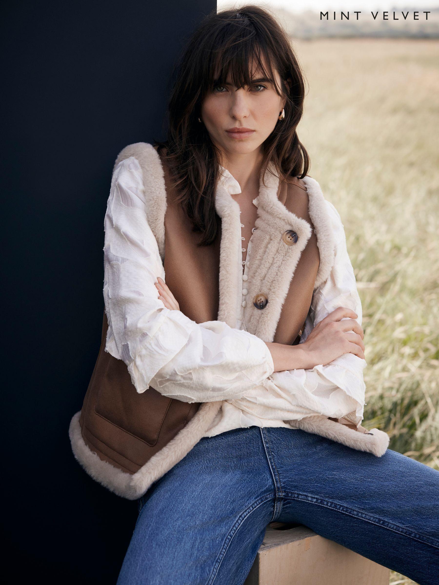 Women's Mint Velvet Brown Casual Plain Coatsandjackets