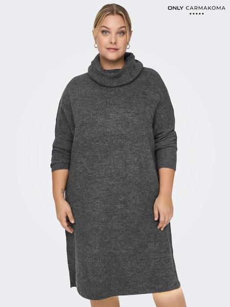 ONLY Curve Grey Roll Neck Knitted Jumper Dress (AL5201) | €21.50