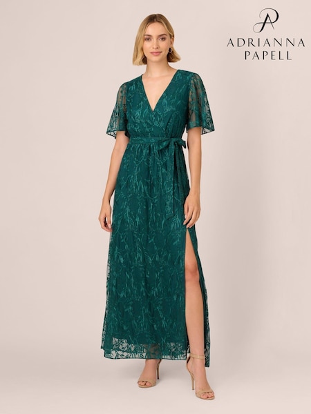 Adrianna Papell Green Embroidered Ankle Dress (AL5202) | 418 QAR