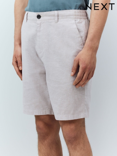 Stone Linen Rich Elasticated Waist Chino Shorts (AL5234) | €30