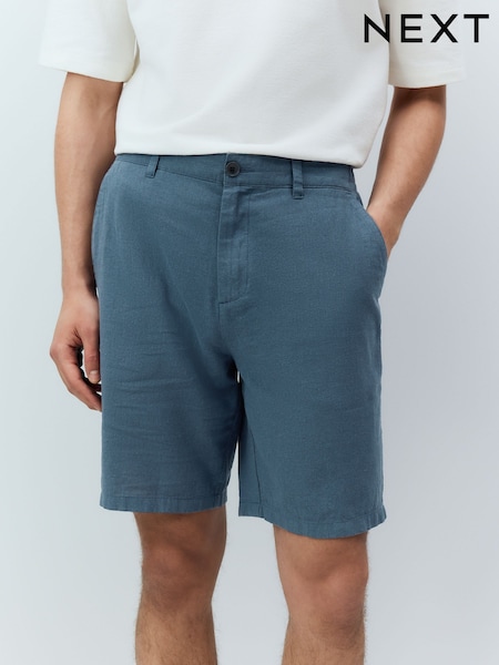 Blue Linen Rich Elasticated Waist Chino Shorts (AL5256) | €30