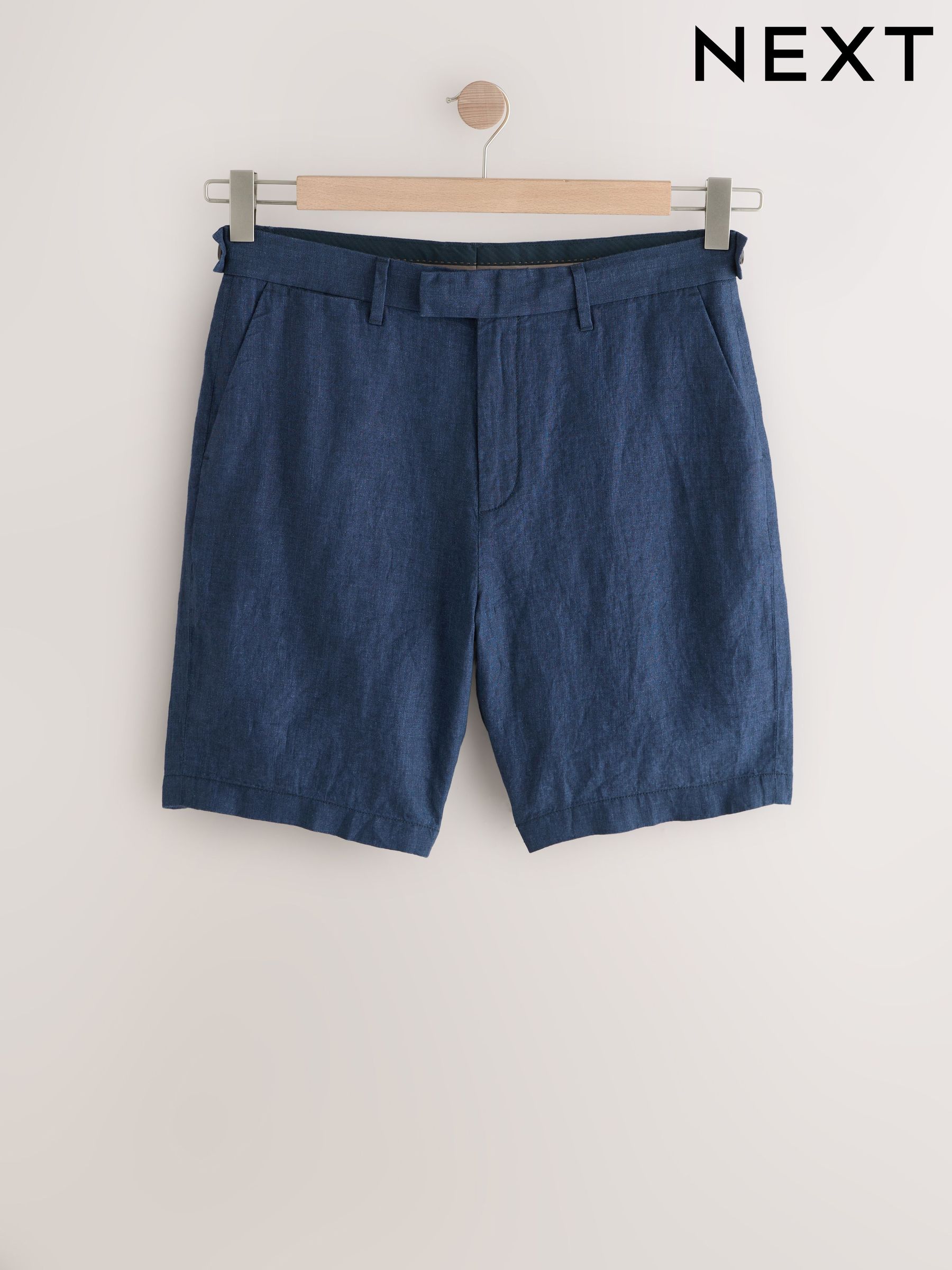 next navy linen shorts