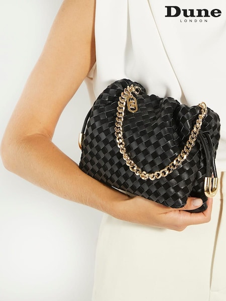 Dune London Black Primrose S Small Woven Drawstring Bag (AL5279) | €197