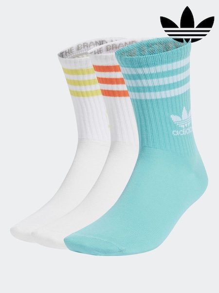 adidas Originals White/Aqua Mid Cut Crew Socks 3 Pack (AL5294) | €15.50