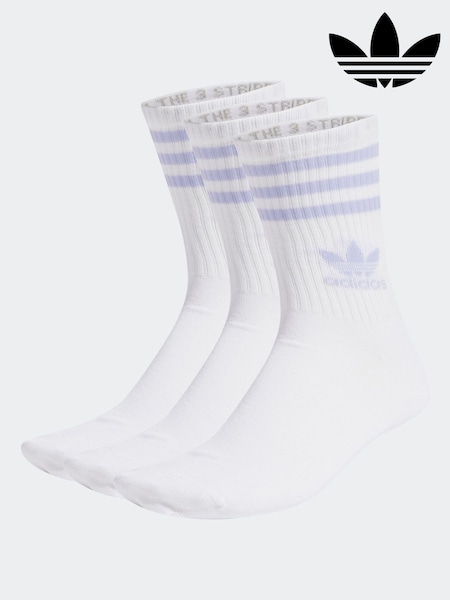 adidas Originals White/Purple Mid Cut Crew Socks 3 Pack (AL5296) | €15.50
