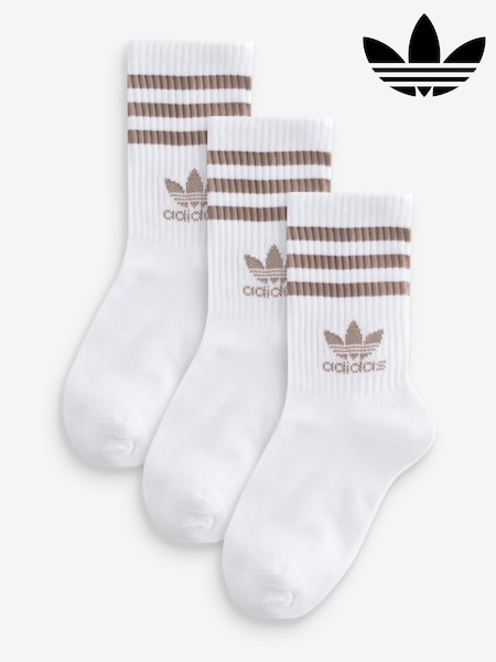 adidas originals White 3 Stripe Crew Socks (AL5300) | €16