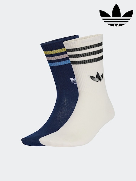 adidas Originals White/Blue White/Blye Liberty London Crew Socks 2 Pack (AL5302) | €18.50