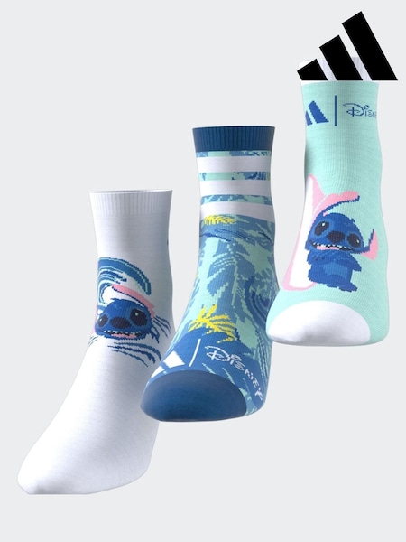 adidas White/Blue Little Kids Disney Lilo and Stitch Socks 3 Pack (AL5306) | €13