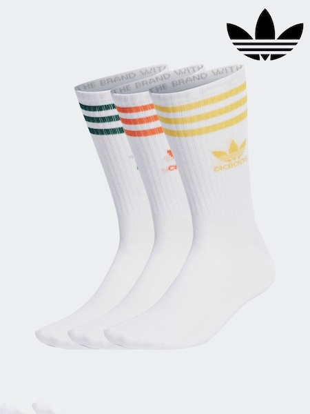 adidas Originals White/Gold Mid Cut Crew Socks 3 Pack (AL5315) | €15.50
