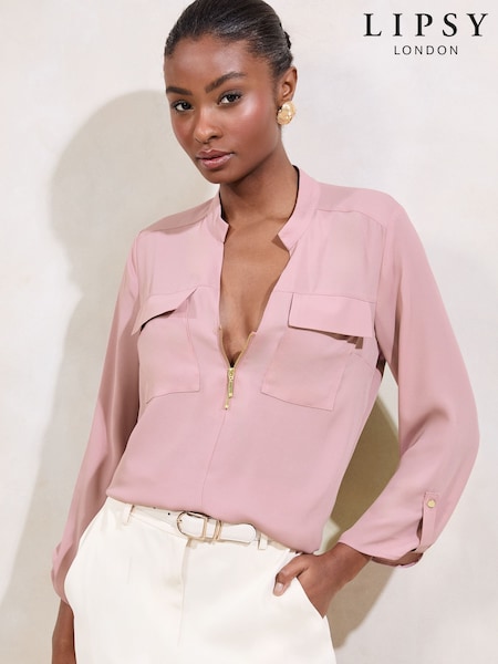 Vaaleanpunainen - Lipsy Zip Front Utility Pocket Blouse (AL5320) | €60