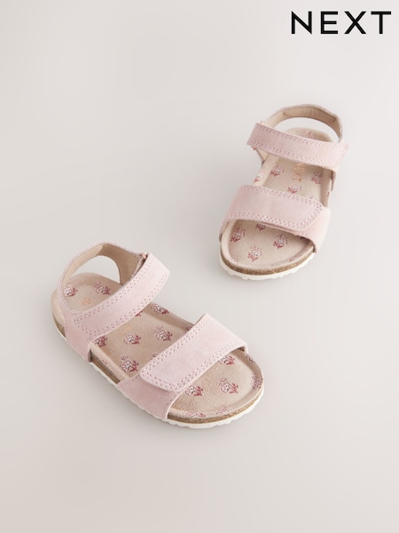 Pink Suede Wide Fit (G) Touch Fastening Corkbed Sandals (AL5321) | kr251 - kr284